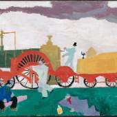 Lyonel Feininger Die Lokomotive mit dem grossen Rad, 1910  Öl auf Leinwand   Dauerleihgabe der Sammlung Batliner