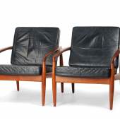 946   Paar Easy Chairs "Modell 121" aus der "Paper Knife"-Serie. Kai Kristiansen für Magnus Olesen, Durup. Um 1967/1968. 2.500-3.000 €
