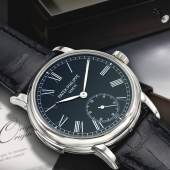 PROPERTY OF A PRIVATE COLLECTOR Patek Philippe A VERY FINE AND RARE PLATINUM AUTOMATIC MINUTE REPEATING WRISTWATCH WITH BLACK LACQUER DIAL  REF 5078 CIRCA 2012 Estimate 220,000 — 320,000 USD
