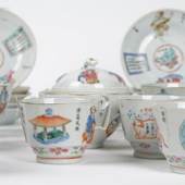 Lot 1325 Sold £7,500* Composite famille rose ‘Wu Shuang Pu’ tea & coffee service
