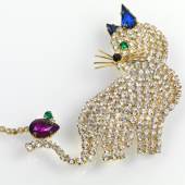  	Katze und Maus-Brosche, Pricharé, Kaufbeuren-Neugablonz, um 1960 Rufpreis € 220 