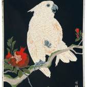 Thé de Chine, gewölbtes Emailschild, 25 x 37 cm, Frankreich um 1912, nach einem Entwurf des berühmten japanischen Malers und Holzschnittmeisters Ohara Shoson, Rufpreis € 10.000