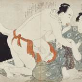Kitagawa Utamaro (1753–1806), Sommerabend, 1799. Aus dem Album Negai no itoguchi [Erwachen der Begierde]. Farbholzschnitt © Leopold Privatsammlung, Wien; Foto: MAK/Georg Mayer