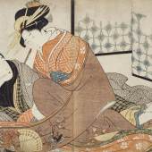 Kitagawa Utamaro (1753–1806), Ein junger Besucher, 1799. Aus dem Album Negai no itoguchi [Erwachen der Begierde]. Farbholzschnitt © Leopold Privatsammlung, Wien; Foto: MAK/Georg Mayer