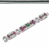 147, An exceptional Art Deco enamel, gem-set and diamond 'Tutti Frutti' bracelet