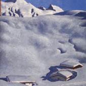 Alfons Walde (1891 - 1958) Almen im Schnee, Öl auf Karton, 57 x 46 cm  Schätzwert € 280.000 - 360.000  Auktion 9. Juni 2015 