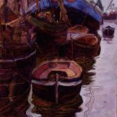 Egon Schiele Boote im Hafen von Triest (1908) (c) Landessammlung Niederösterreich