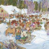 Leon Schulman Gaspard (Vitebsk 1882-1964 Taos) "La Fin de la Kermesse", Öl/Leinwand/Karton, 28 x 46,5 cm  erzielter Preis € 173.800