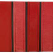 Tano Festa (1938 - 1987) Rosso Nero, 1961, Email, Tempera, Holz, Papier auf Leinwand, 150,5 x 170 cm  Schätzwert € 150.000 - 200.000  Auktion 22. November 2016