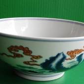 Porzellan-Schale,mehrfarbig mit Darstellung einer Meeresszene,mit Daqing Kangxi Nianzlu Marke