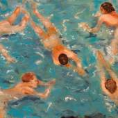 Schwimmer (swimmer), 1995 Christa Murken  Gemälde : Öl 60 x 80 x 2 cm