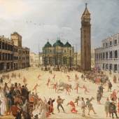 Sebastian Vrancx (1573-1647), Karnevalsszene auf dem Markusplatz in Venedig, Öl auf Holz, 50 x 74 cm, Schätzwert € 180.000 - 220.000 Auktion 24. April 2018