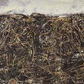 Jean Dubuffet (1901 - 1985) Bon Espoir (Paysage avec personnages), 1955, Öl auf Leinwand, 89 x 116 cm, erzielter Preis € 735.400