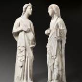 402 Andrea Pisano (Werkstatt)  Um 1290 Pontedera bei Pisa – 1348 Orvieto  Figuren aus einer Verkündigung an Maria. Um 1345 Marmor. 116 cm / 115 cm (45 ⅝ in. / 45 ¼ in.)  EUR 150.000 – 200.000