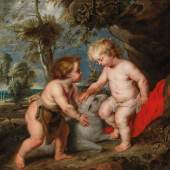 Peter Paul Rubens Werkstatt (Siegen 1577–1640 Antwerpen) Der „Spinola-Rubens“: Das Jesuskind und der Johannesknabe, Öl auf Leinwand, 112 x 149,5 cm, erzielter Preis € 873.300