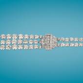  Cartier Diamantarmband, zusammen ca. 30 ct, Platin, signiert Cartier London, Arbeit um 1930, Schätzwert € 70.000 – 110.000 