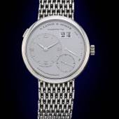 Lange & Söhne Glashütte i.SA, seltene Armbanduhr mit Großdatum, Ref. 151.025, um 1998, Platin, Schätzwert € 40.000–60.000