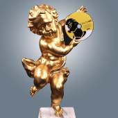  	 Schallplattenpreis "Pop Amadeus", verliehen an Falco am 6. Juni 1986, vergoldete Puttofigur auf weiß/grauem Marmorsockel, Startpreis € 500 