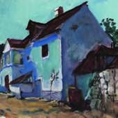 JOSEF DOBROWSKY (1889-1964) Blaues Haus in St. Margarethen, um 1935 Gouache und Deckweiß auf Papier 48,5 x 63 cm
Leopold Museum, Wien, Inv. 3901
VBK, Wien 2010