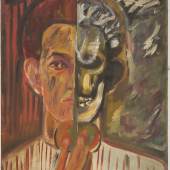 Erich Ruprecht "Selbstportrait mit Apfel", Öl/Leinwand, n. dat. (etwa 1959), 47 x 35 cm