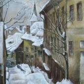 Herbert Reyl-Harnisch, Stadtansicht im Winter/Farbkreide/52,5 x 42 cm/