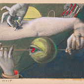 Max Ernst, Ohne Titel, 1921. Collage und Gouache auf Papier. Versteigert um € 559 800 am 2. Juni 2015 - Auktions-Weltrekord für eine Collage des Künstlers © Artcurial