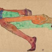 Egon Schiele, Liegender männlicher Akt, 1910, Aquarell und Bleistift auf Papier, 310 x 430 mm