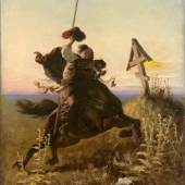 Alfons …kowski. Russischer oder polnischer Maler. (Unleserl.) signiertes und 1881 datiertes Gemälde eines Tataren zu Pferde, der vor einem orthodoxen Grab seine Mütze zieht. Öl/Lwd. 72,5 x 53,5 cm Limit 3.000 € Ergebnis 12.300 €*