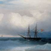 267166 Ivan K. Aivazovski, Marine mit Zweimaster. l auf Malkarton, sig. u. dat 1860 u.r., 25x38 cm, SP 95000