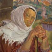 Z28/3226 BORIS GRIGORIEV (Rybinsk 1886 - 1939 Cagnes-sur-Mer) Portrait einer Bäuerin. Um 1920.
Öl auf Leinwand. Signiert. 54,4x46 cm. 
CHF 400 000 / 500 000 EUR 277 780 / 347 220