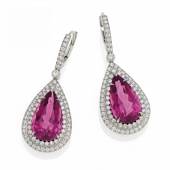Tiffany & Co.  Soleste Ohrhänger | 2 pinke Turmaline zus. ca. 9 Karat | 156 Brillanten zus. ca. 1,1 Karat Taxe: 9.000 – 12.000 €