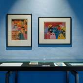 Laila Shawa, aus der Serie Woman and Magic, ohne Titel, undatiert, Siebdruck auf Leinwand, auf Papier aufgezogen, links: 51,8 × 38,9 cm, rechts: 38,9 × 51,8 cm. All works Courtesy of the Laila Shawa Estate. Ausstellungsansicht Laila Shawa, “School of Seeing,” Salzburger Kunstverein (25.07.-14.09.2025). Foto: kunst-dokumentation.