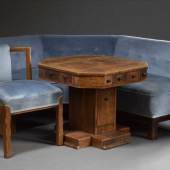 3 Teile Möbel: Eckbank mit hellblauem Velourspolster (72x225x70cm) Aufrufpreis:	3.000 EUR