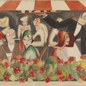 Dodo (d.i. Dörte Clara Wolff) Wedding auf dem Dachgarten. 1929. Gouache, Aquarell über Bleistift. 46,5 x 64 cm (18.3 x 25.1 in). Taxe: € 40.000-60.000