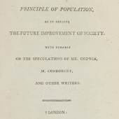 420000358 THOMAS ROBERT MALTHUS An Essay on the Principle of Population, 1798. Schätzpreis: € 60.000