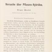  42 Gregor Mendel	 Versuche über Pflanzen-Hybriden, 1865-66. Schätzung: € 30.000 Ergebnis: € 143.750 