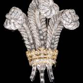 A diamond Prince of Wales Feathers brooch after the original which was gifted to Wallis Simpson by Edward VII, £4,000 - 6,000. 