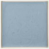 GERHARD RICHTER  (1932) ‚Triologie – Vermalungen Grau‘, Öl auf weißem Kunststoffpapier, mit Fingern vermalt, jeweils 39,5 x 39,5 cm