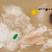 JOAN MIRÓ (Montroig b. Barcelona 1893–1983 Palma de Mallorca) Solitude III/III. 29. April 1960. Öl und Kohle auf Karton. Unten links signiert: Miró. Verso signiert, datiert und betitelt: MIRÓ. /29/4/60 / Solitude III/III. 75 × 105 cm. Verkauft für CHF 390 700 (inkl. Aufgeld)