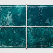  MAGDALENA KREINECKER Twist: Birds, Butterflies, Forest and Smoke 2022 polished aluminum frame, ceramic silkscreen on glass, aquatint etching on handmade paper mounted on aluminum-dibond, Commissioned by: OÖ Landes-Kultur GmbH with support of Alexander Tutsek Foundation 105 x 145 x 4.5 cm