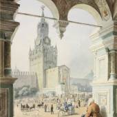 GÄRTNER, EDUARD (1801-1877): Vedute des Moskauer Kreml mit Blick auf den Spasskaya-Turm, 1837. Aufrufpreis: 19.200 Euro