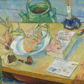 Bild: Vincent van Gogh, Stillleben mit Zeichenbrett, Pfeife, Zwiebeln und Siegellack, 1889, Sammlung Kröller-Müller Museum, Otterlo
