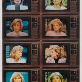 Robert Heinecken T.V. Network Newswomen Corresponding: Barbara Walters/Faith Daniels, 1986 cibachrome print with lithograph TV mats Robert Heinecken Exhibitor: Marc Selwyn