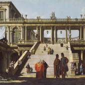 Canaletto. Bernardo Bellotto malt Europa  Bernardo Belloto, Architekturfantasie mit Palasttreppe, 1762, Leinwand, 76 x 110 cm  © Hamburger Kunsthalle
