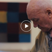 Sean Scully, 2020. Still from the video in his studio. 