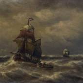 Collier, um 1870 (6444­9) Musin, Françoise Etienne (Ostende 1820­1888 Brüssel), Öl auf Holz, Schiffe auf stürmischer  See (6220­13) Glücksrörken, Lübeck, Meister Gerdt Bothe, datiert 1675 (6410­6)