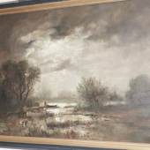Louis Douzette (1834-1924) "Wolkige Vollmondsnacht", Öl auf Leinwand,doubliert,unten rechts signiert,ca.80,5x120cm