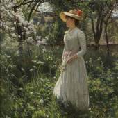 EDUARD NICZKY (1850-1919), Im blühenden Garten, Öl auf Lein-wand. 51 x 35 cm. Erlös 33.750,-€