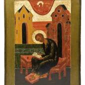 Festtagsikone, Palech, um 1800, 31 x 26,5 cm (6375-1) Bedeutende Ikone mit dem Evangelisten Markus, Russland, um 1650, 56 x 38,5 cm (6339-2)