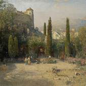 Robert Russ Meistbot € 110.000 (ohne Aufgeld) (Wien 1847-1922 Wien) Gartenpartie aus dem Etschtal (Trient), um 1906